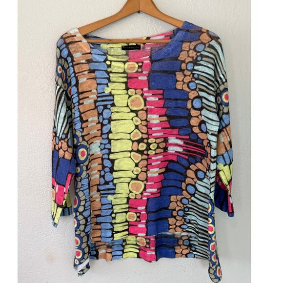 Nally & Millie Tops - Women's Nally & Mille Multi Color Vibrant Lightweight Sheer Sweater Size Small